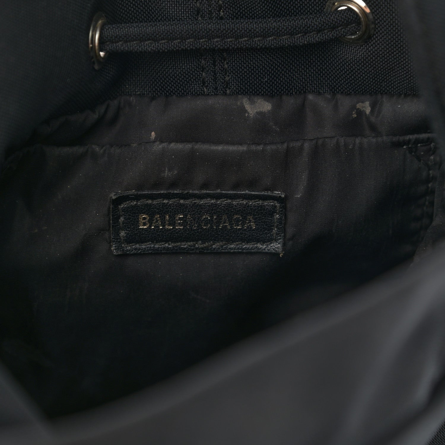 Balenciaga Recycled Sport Nylon Logo Embroidered Wheel Drawstring Bucket Bag XS Black 6 of 12