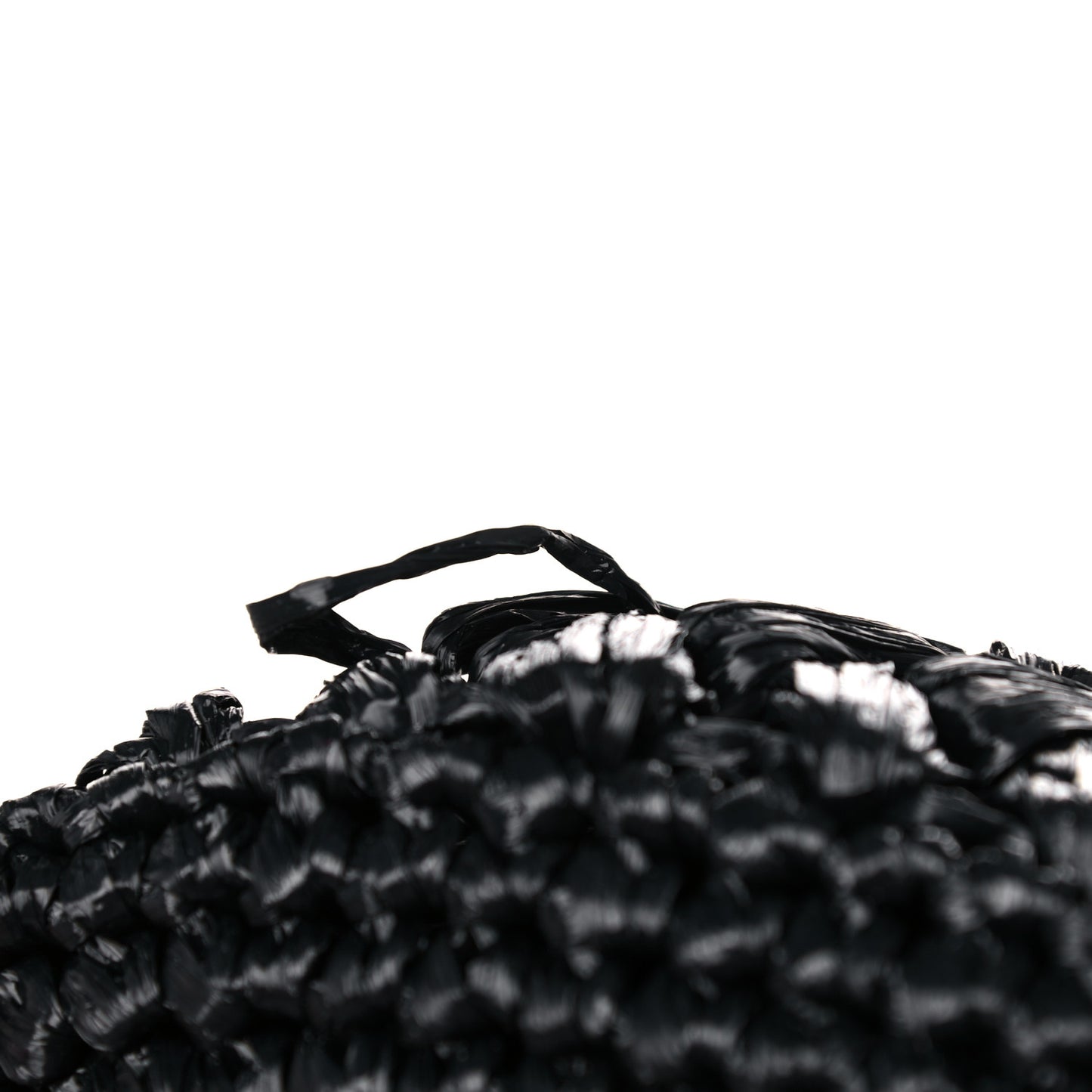 Raffia City Calf Bucket Bag Black Cognac