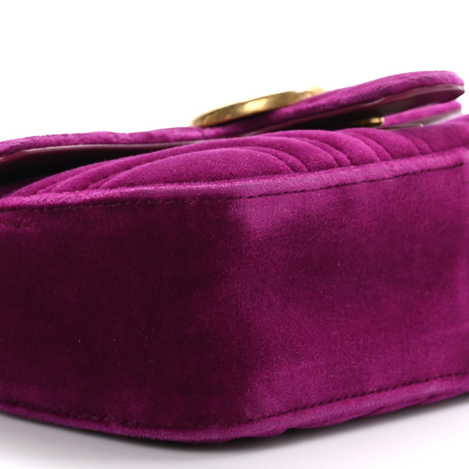 Gucci Velvet Matelasse Mini GG Marmont Shoulder Bag Fuchsia Violet Cyclamen 9 of 10
