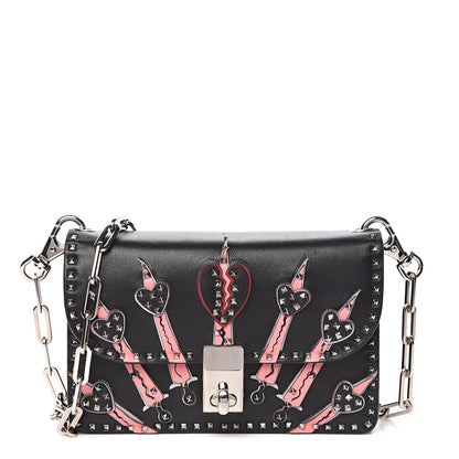 Valentino Garavani Vitello Loveblade Embellished Accordion Flap Bag Black Multicolor 1 of 9