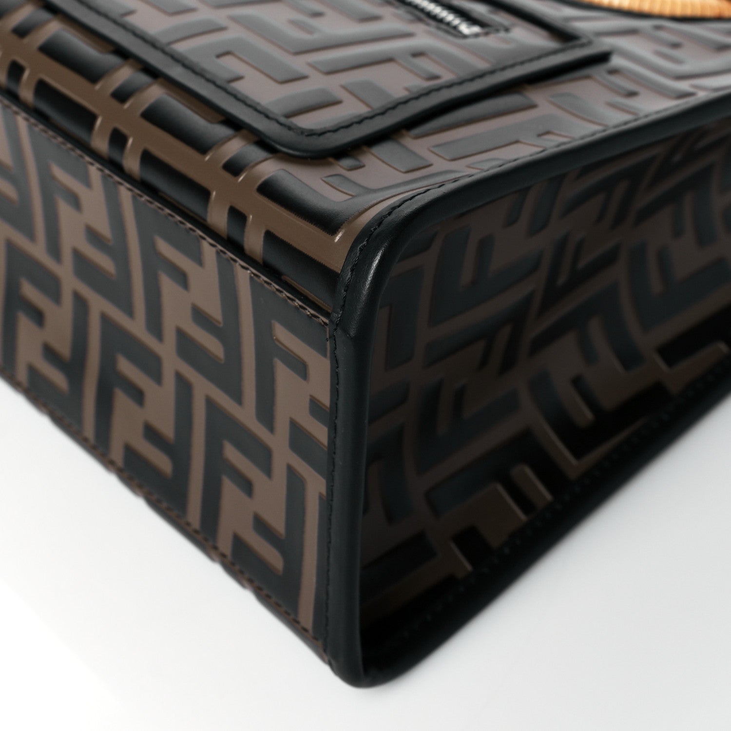 Fendi Vitello Century Wicker Bi-Color FF 1974 Embossed Small Runaway Shopper Tote Maya Black 10 of 10
