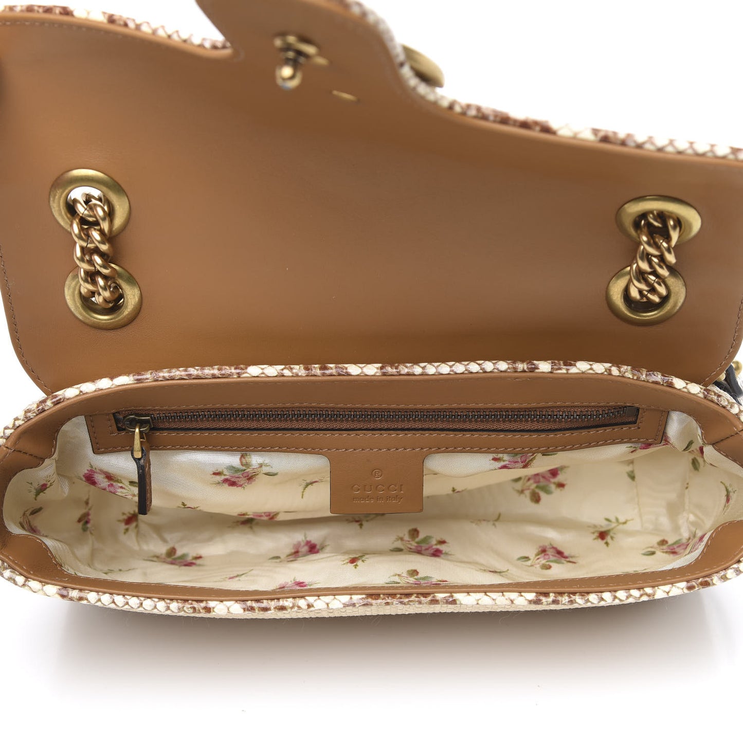 Raffia Elaphe Matelasse Small GG Marmont Shoulder Bag Natural Cream Brown