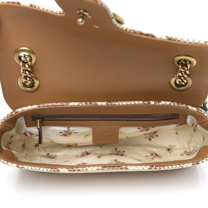 Gucci Raffia Elaphe Matelasse Small GG Marmont Shoulder Bag Natural Cream Brown 5 of 10
