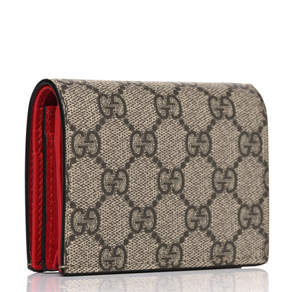 Gucci GG Supreme Monogram Bosco Patch Card Case Wallet Beige Malva Hibiscus Red 3 of 11