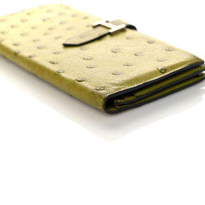 Hermes Ostrich Bearn Gusset Wallet Vert Anis 8 of 19