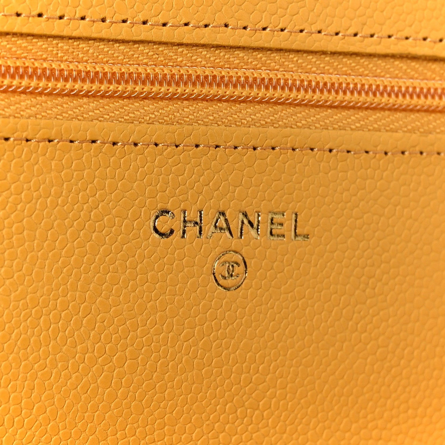 Chanel Caviar Quilted Wallet on Chain WOC Yellow 6 of 12