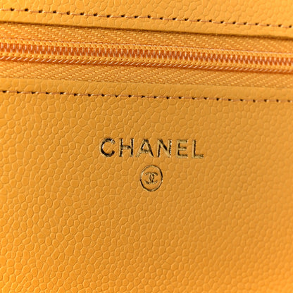 Chanel Caviar Quilted Wallet on Chain WOC Yellow 6 of 12