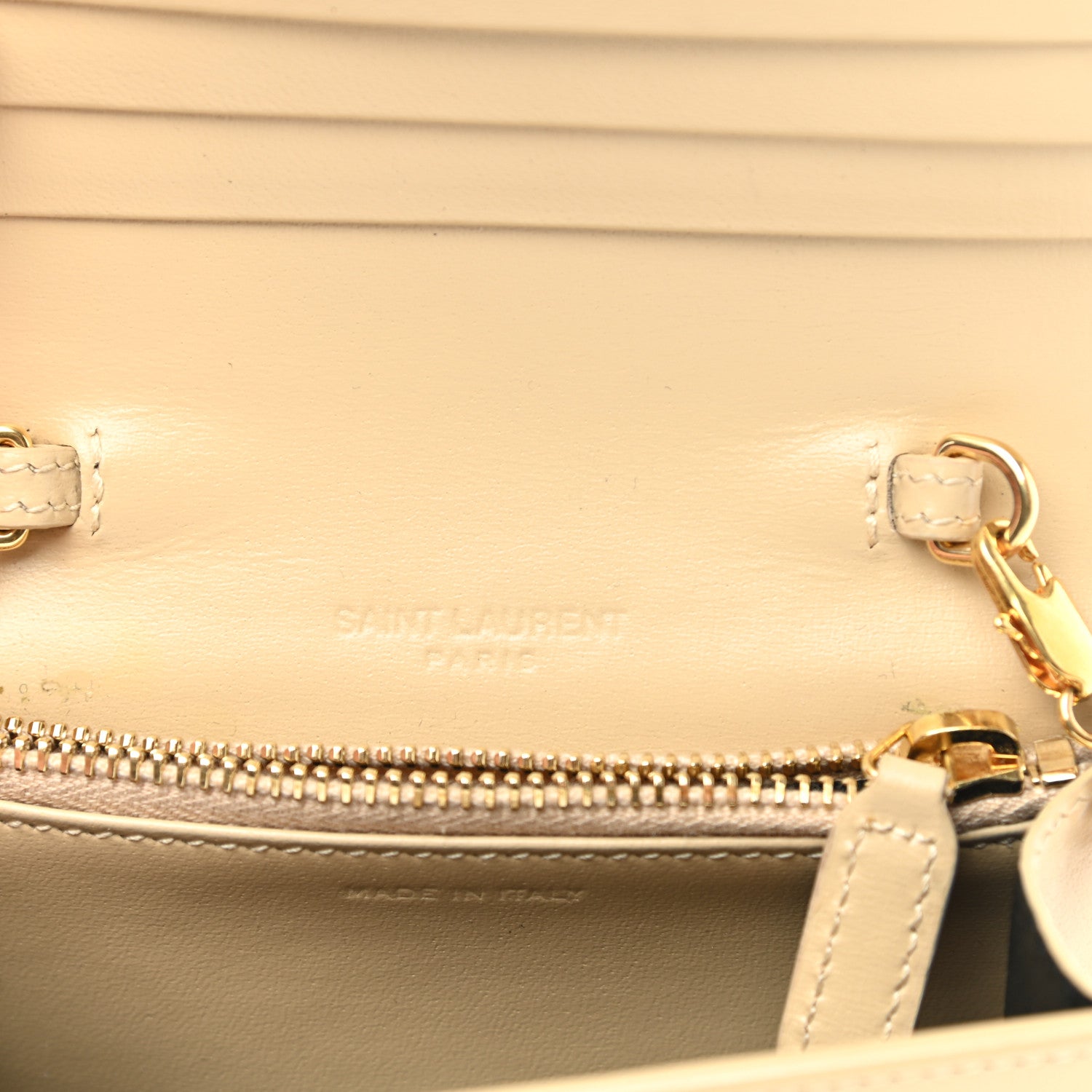 Saint Laurent Calfskin Monogram Chain Card Case Ivory Natural 6 of 8