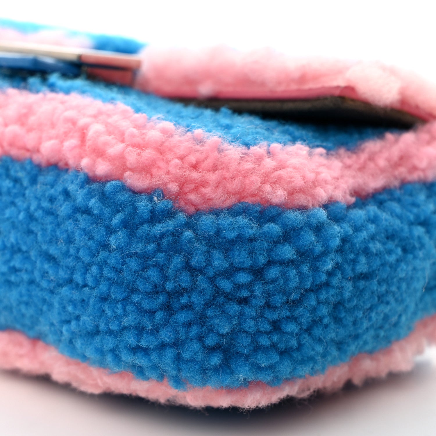 Fendi Shearling Shiny Nappa Baguette Blue Pink 10 of 10