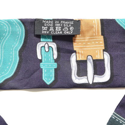 Hermes Silk Harnais Des Presidents Twilly Aubergine Vert Miel 2 of 3