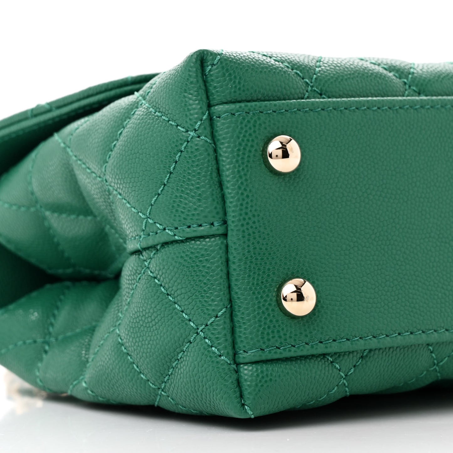 Caviar Quilted Mini Coco Handle Flap Green