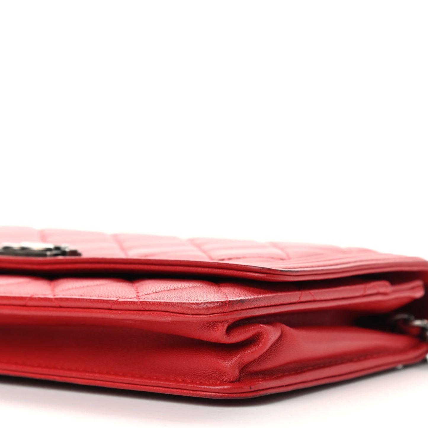 Lambskin Quilted Boy Wallet On Chain WOC Red
