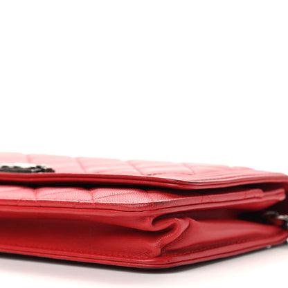 Chanel Lambskin Quilted Boy Wallet On Chain WOC Red 12 of 12