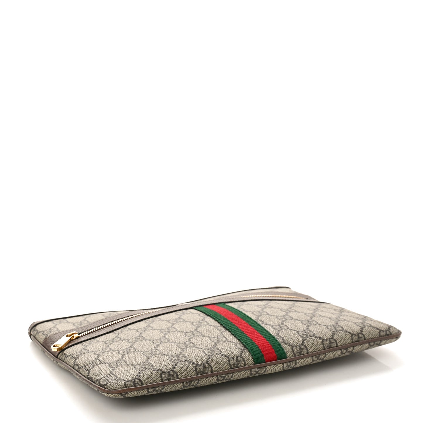 GG Supreme Monogram Large Ophidia Pouch Clutch Brown