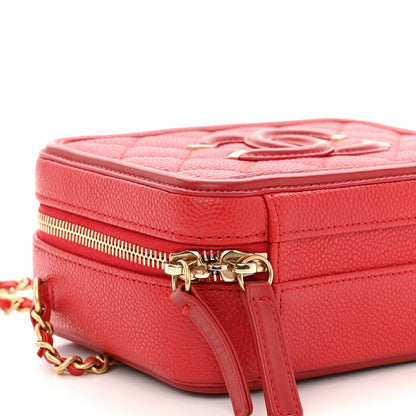 Chanel Caviar Quilted Small CC Filigree Vanity Case Red 9 of 10