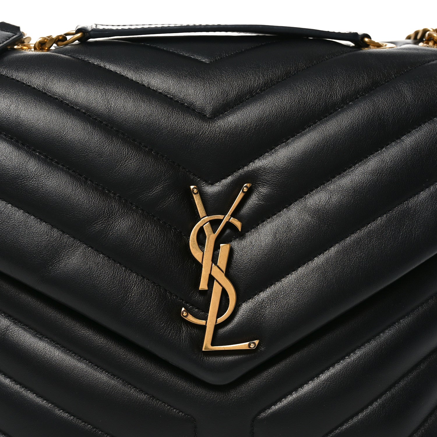 Saint Laurent Calfskin Y Quilted Monogram Medium Loulou Chain Satchel Black 8 of 10