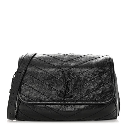 Saint Laurent Crinkled Calfskin Matelasse Monogram Niki Body Bag Black 1 of 11