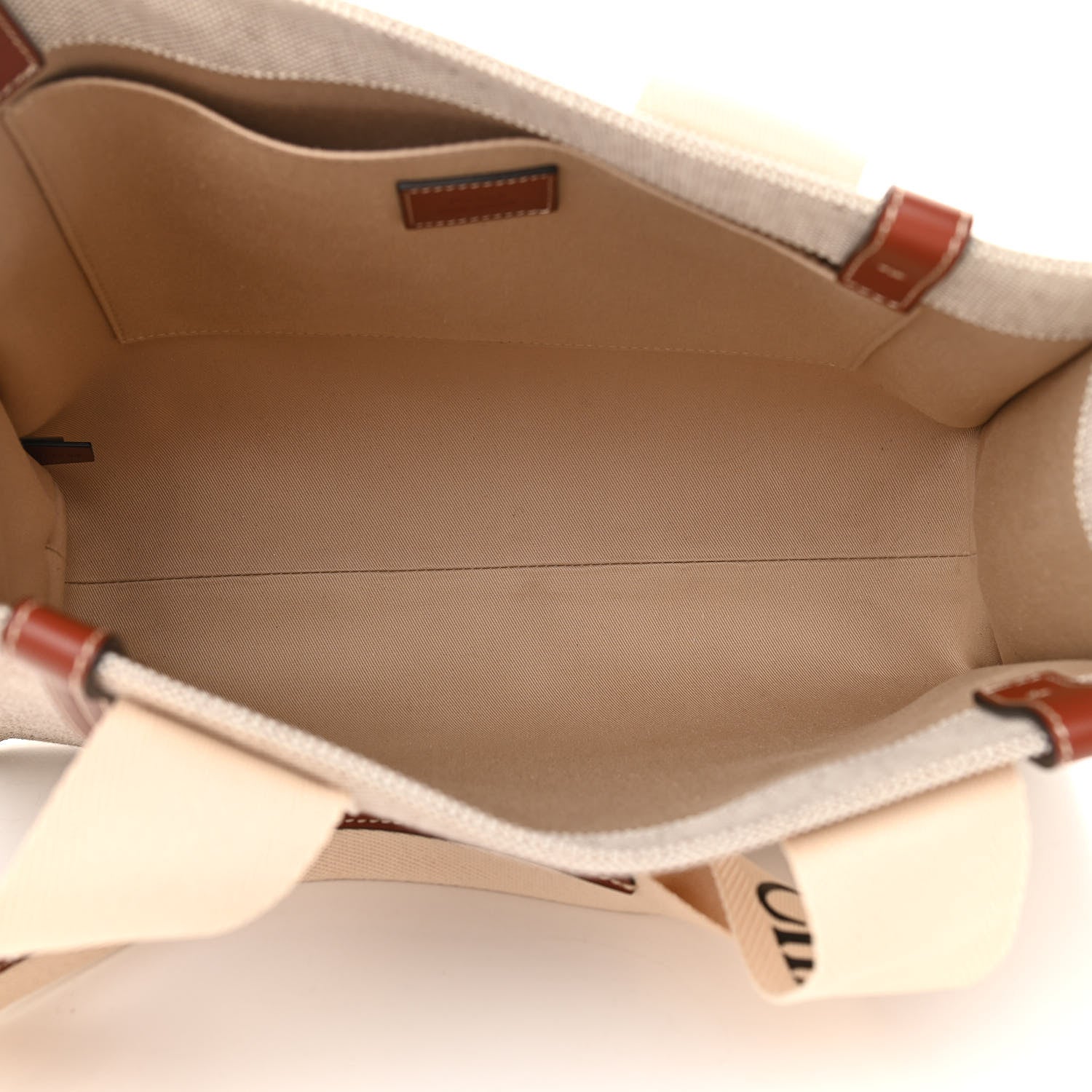 Chloe Cotton Calfskin Medium Woody Ribbon Tote White Brown 7 of 10