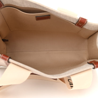 Chloe Cotton Calfskin Medium Woody Ribbon Tote White Brown 7 of 10