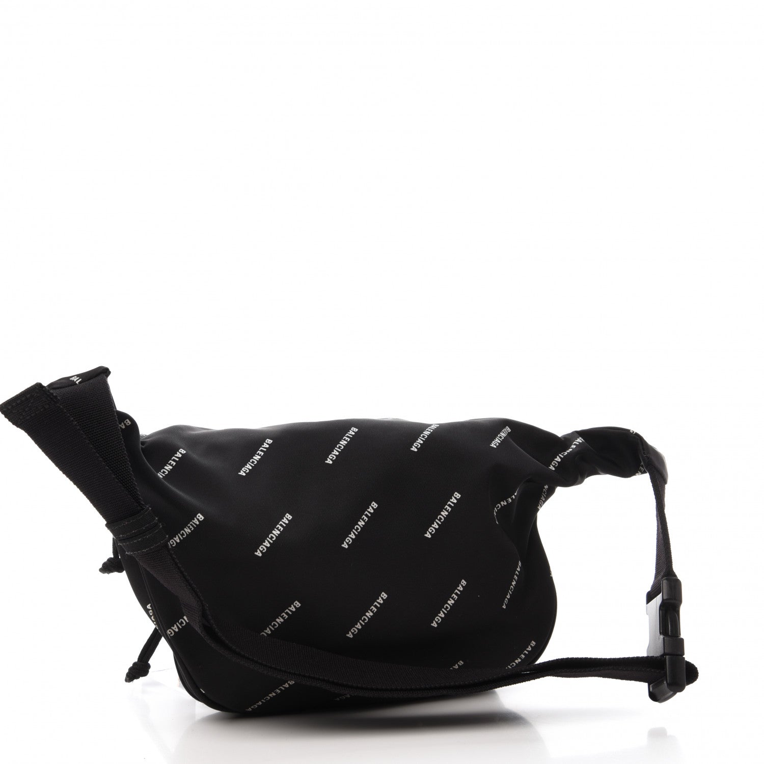 Balenciaga Twill Nylon Allover Logo Explorer Beltpack Black White 3 of 14