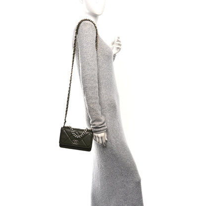 Chanel Lambskin Quilted Chanel 19 Wallet On Chain WOC Dark Green 2 of 11
