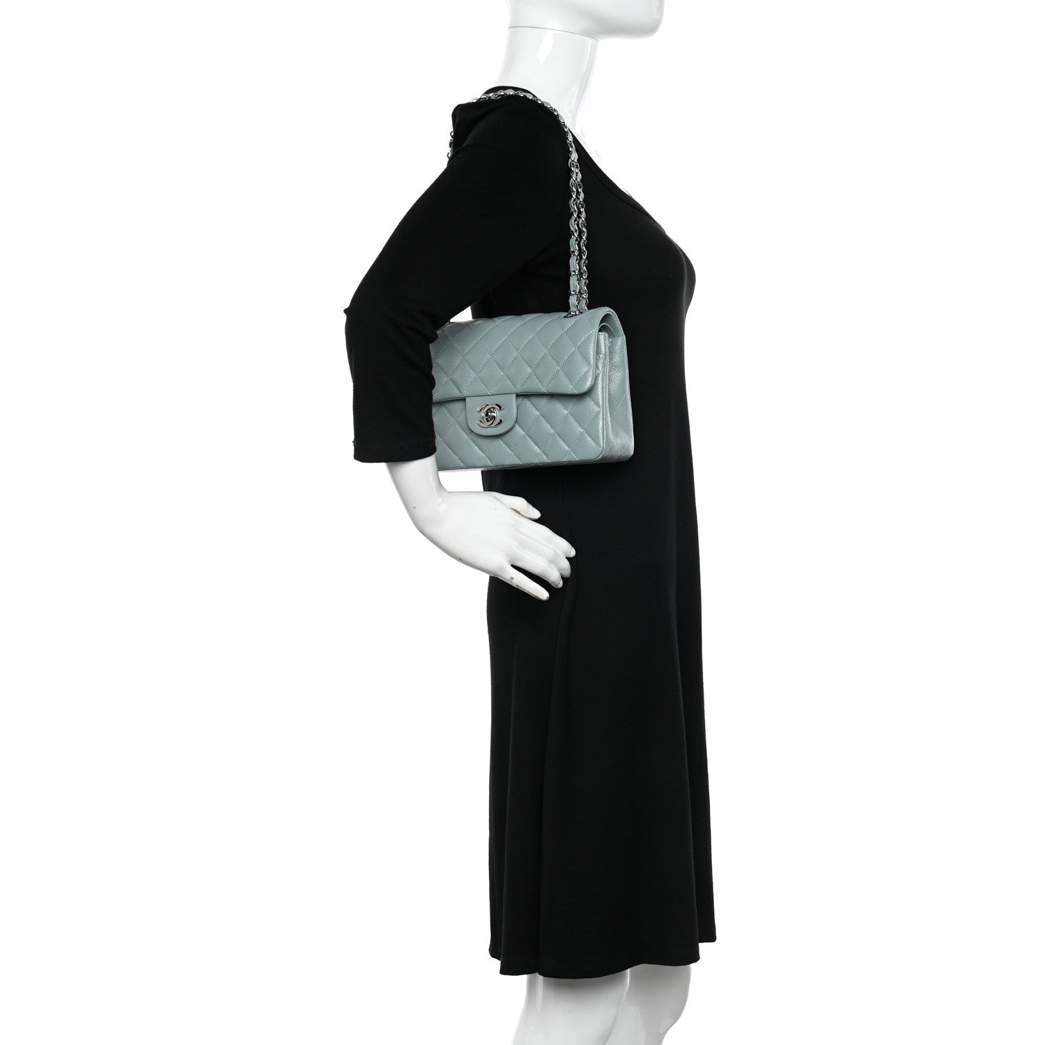 Chanel Caviar Quilted Small Double Flap Blue 2 of 10