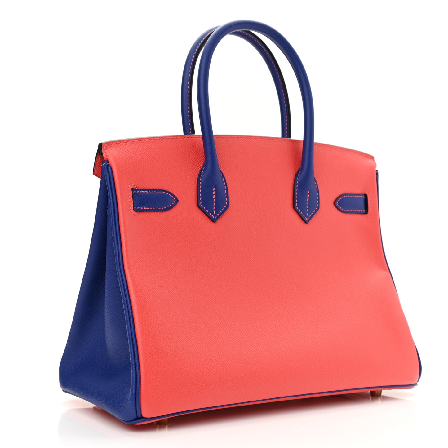 Epsom Bi-Color Horseshoe Birkin 30 Rose Jaipur Bleu Electrique