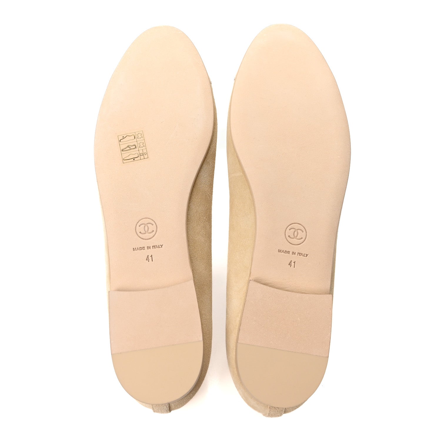 Chanel Suede Patent Calfskin Cap Toe CC Ballerina Flats 41 Beige 6 of 10