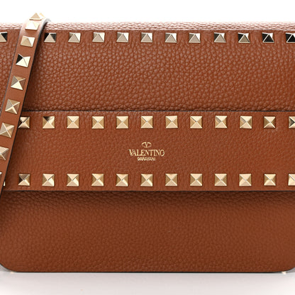 Valentino Garavani Pebbled Calfskin Rockstud Side Slip Crossbody Tan 7 of 9