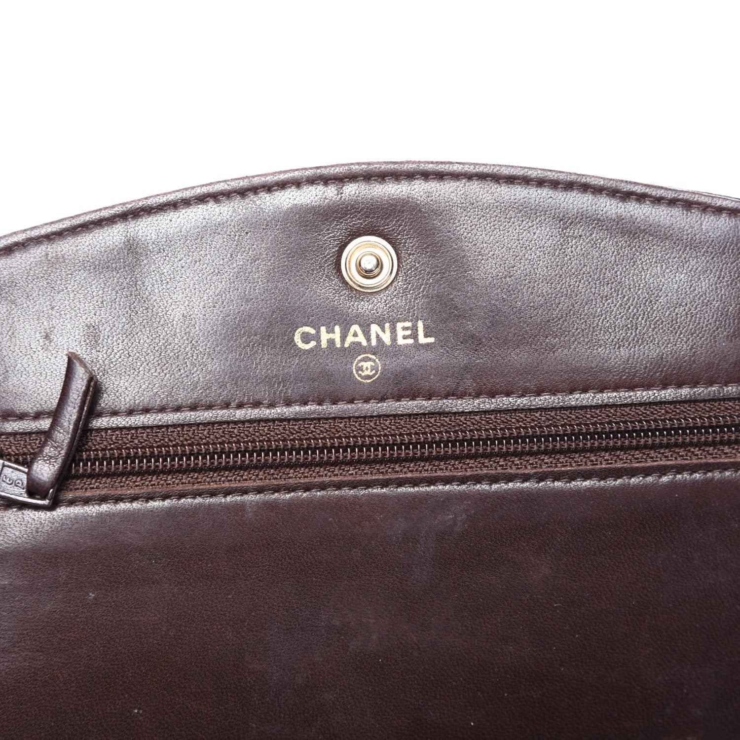 Chanel Caviar Timeless CC Wallet On Chain WOC Dark Brown 6 of 10