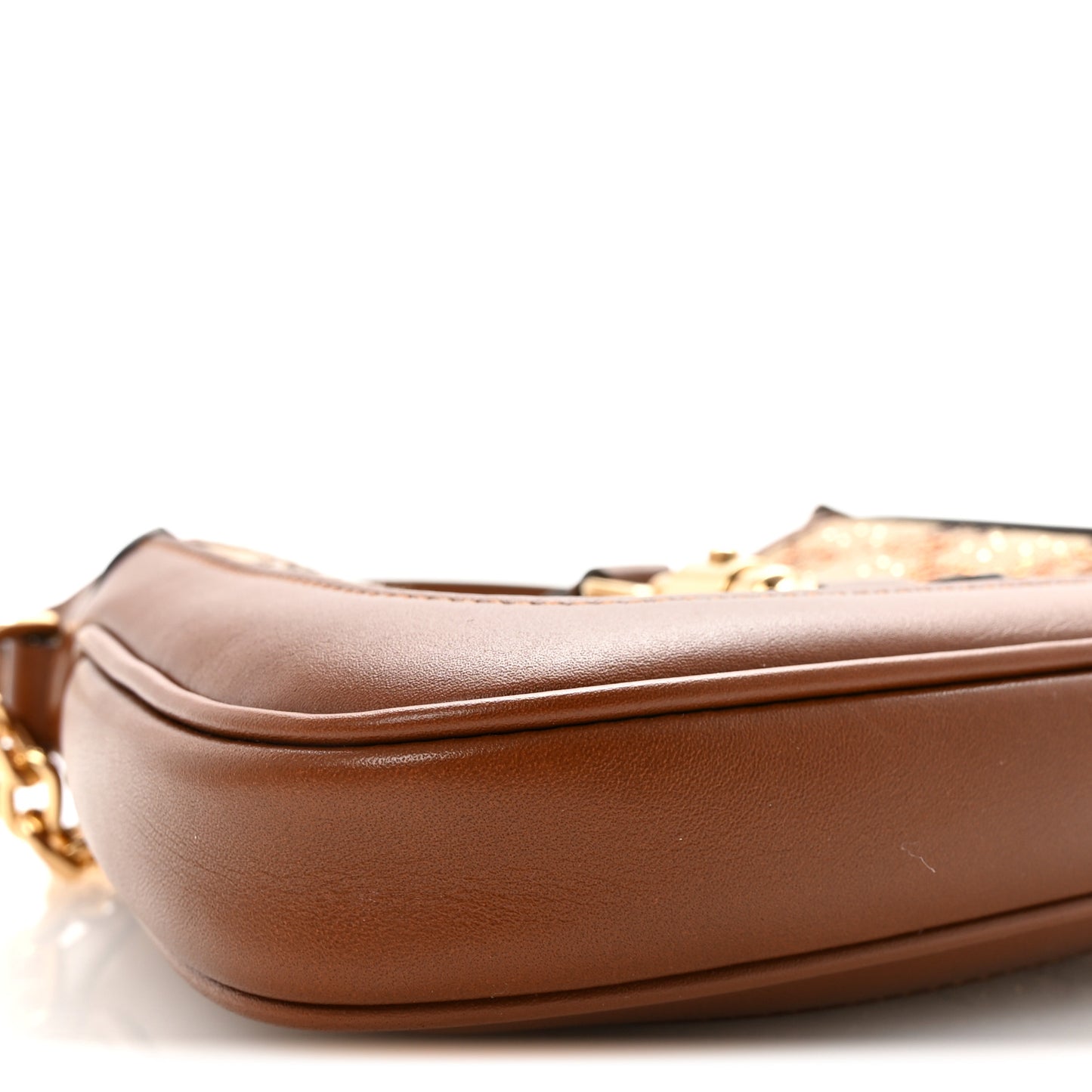 New Canvas Charisma Calfskin Crystal GG Monogram Mini Jackie 1961 Hobo Camel Ebony