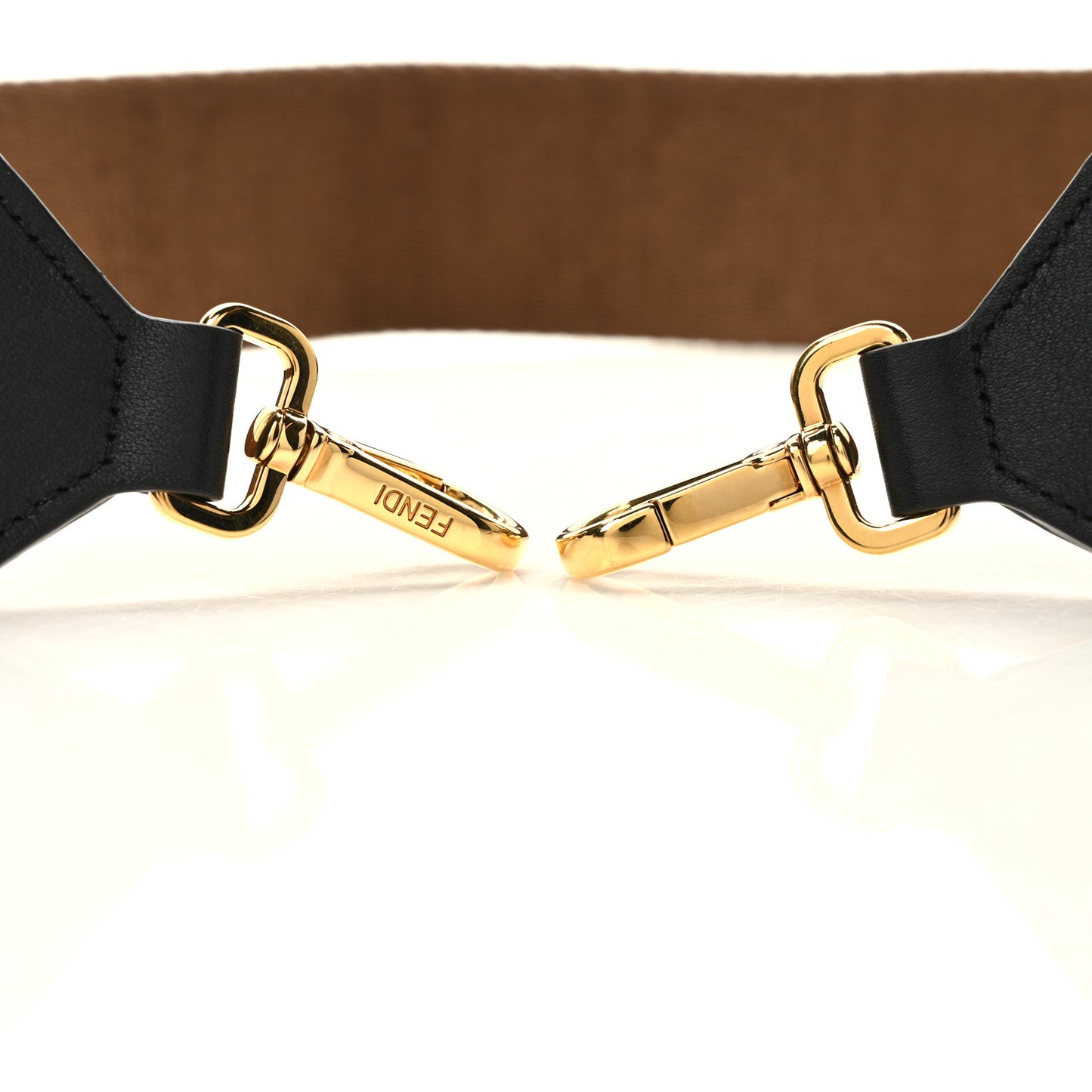 Ribbon Vitello Seta FF 1974 Adjustable Strap You Fango Marrone Black