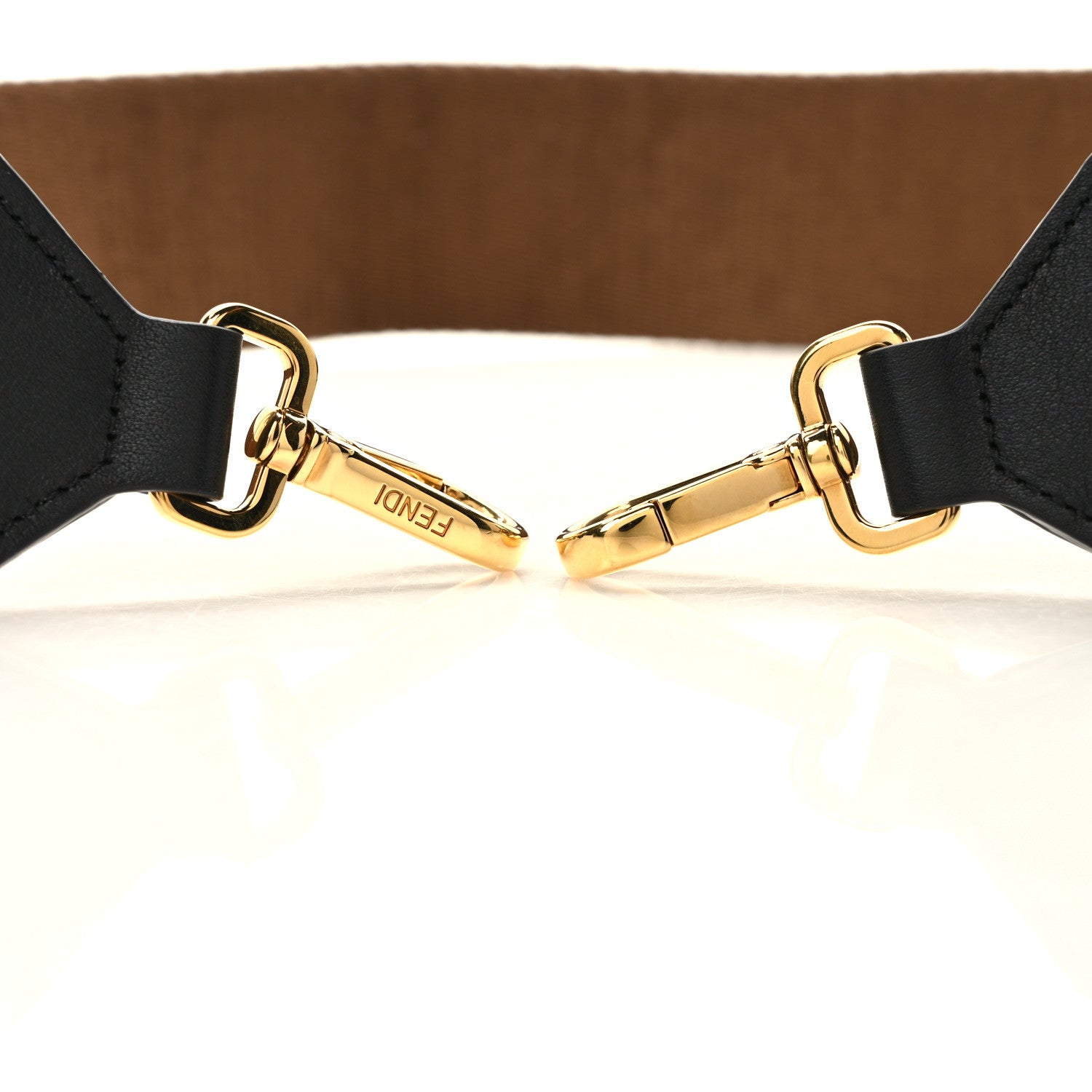 Fendi Ribbon Vitello Seta FF 1974 Adjustable Strap You Fango Marrone Black 5 of 5