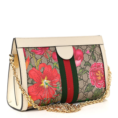 Gucci GG Supreme Monogram Flora Web Small Ophidia Chain Shoulder Bag White 3 of 10