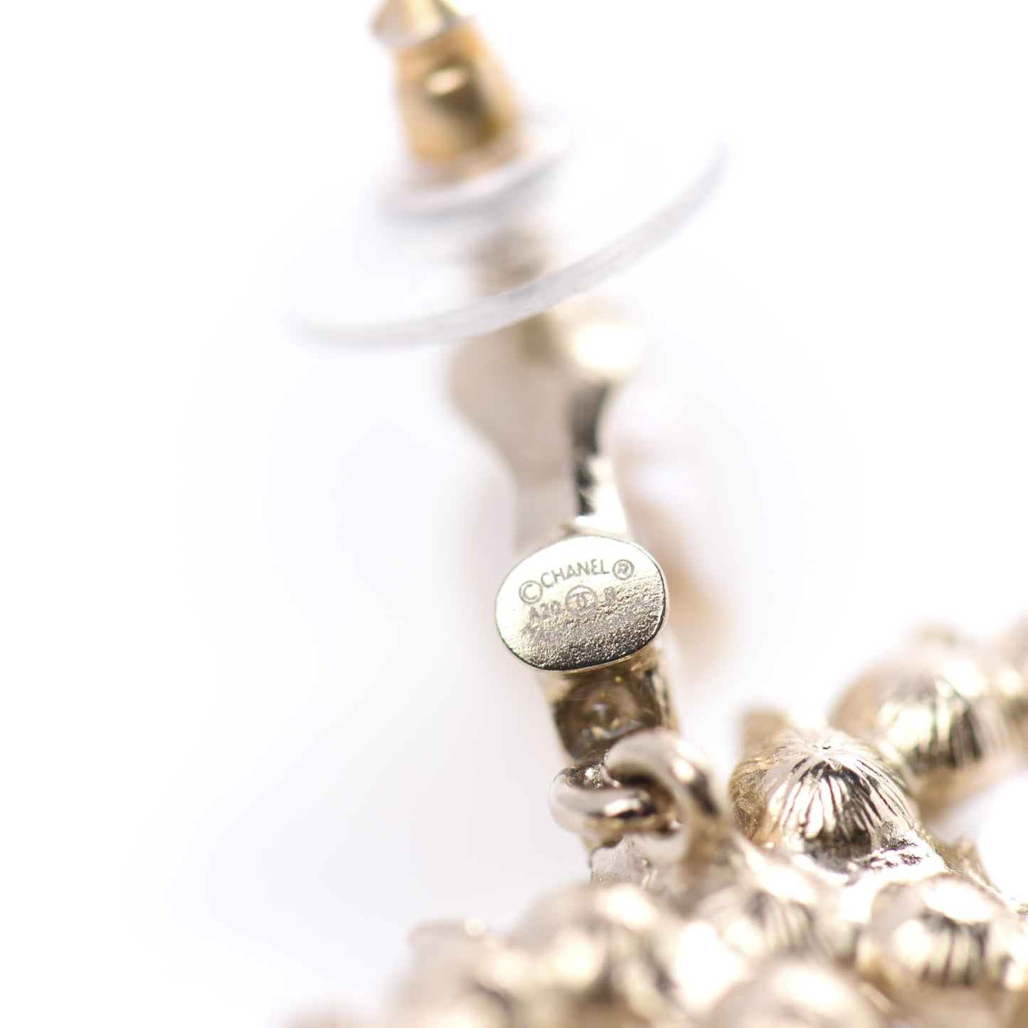 Crystal Pearl CC Drop Earrings Gold
