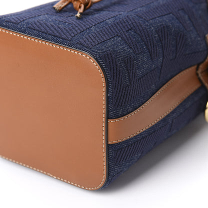 Fendi Denim Vitello King F is Fendi FF Embroidered Mini Mon Tresor Bucket Bag Blue Cuoio 8 of 11