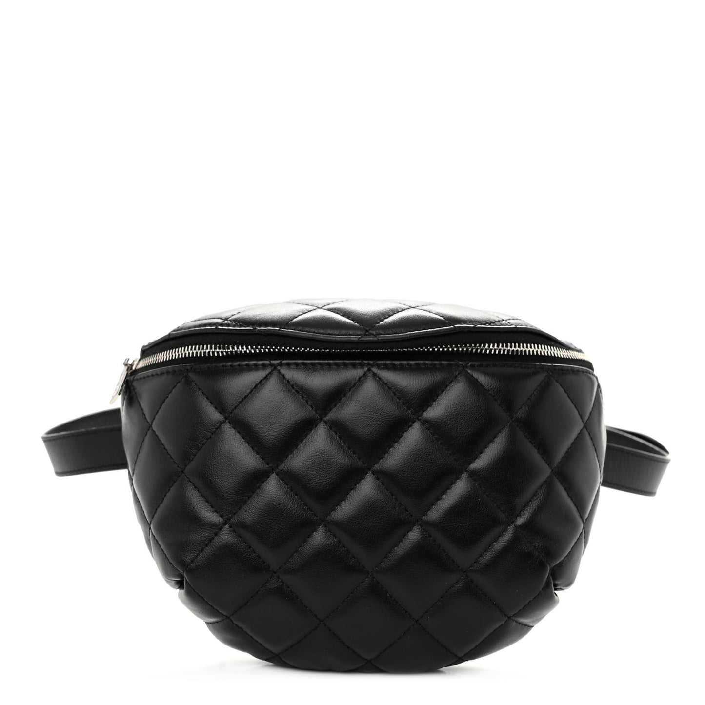 Lambskin Quilted Waist Belt Bag Black