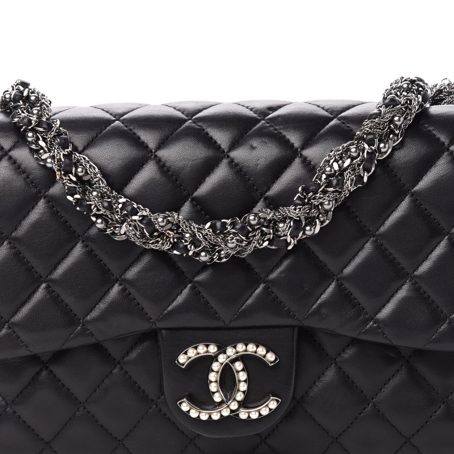 Chanel Lambskin Quilted Medium Westminster Pearl Flap Black 13 of 14