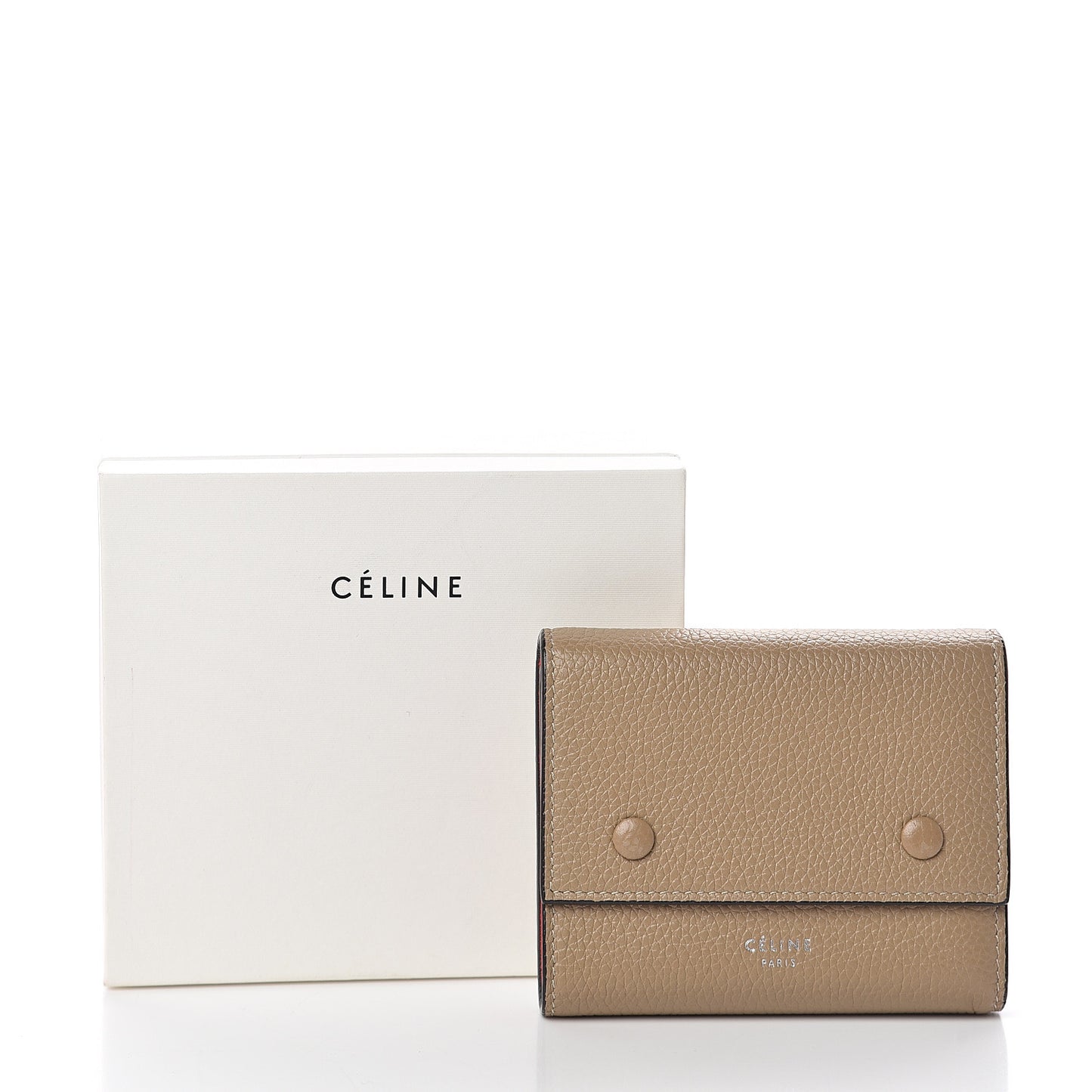 Drummed Calfskin Small Multifunction Folded Wallet Dune