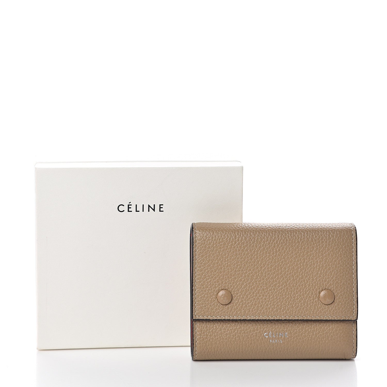 Celine Drummed Calfskin Small Multifunction Folded Wallet Dune 6 of 6