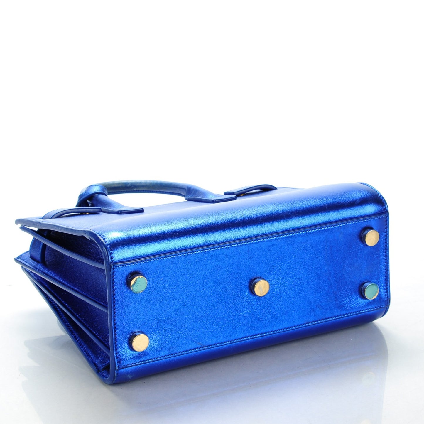 Metallic Calfskin Nano Sac De Jour Royal Blue