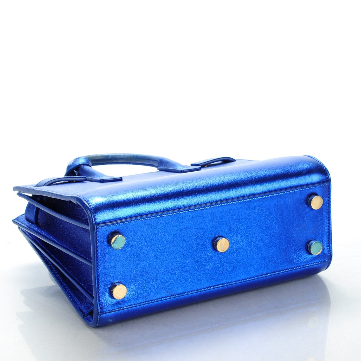 Saint Laurent Metallic Calfskin Nano Sac De Jour Royal Blue 4 of 9