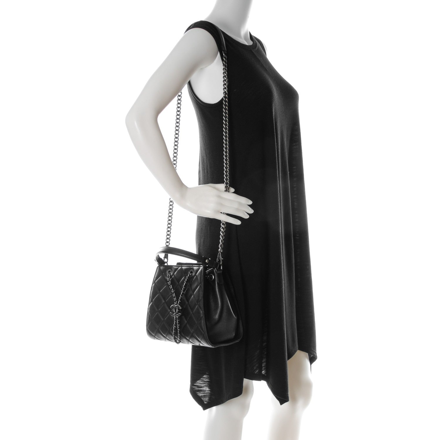 Chanel Caviar Quilted Small CC Bucket Bag Black 2 of 7