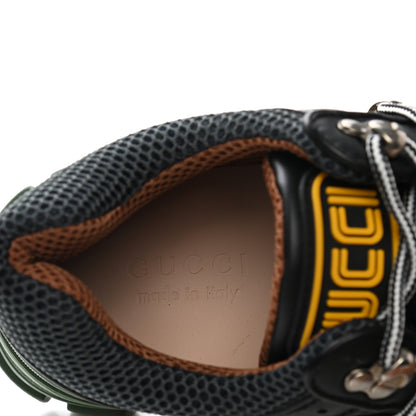 Gucci X SEGA Mesh Suede Calfskin Mens Flashtrek Sneakers 8 Loess Black Olive Green 6 of 7