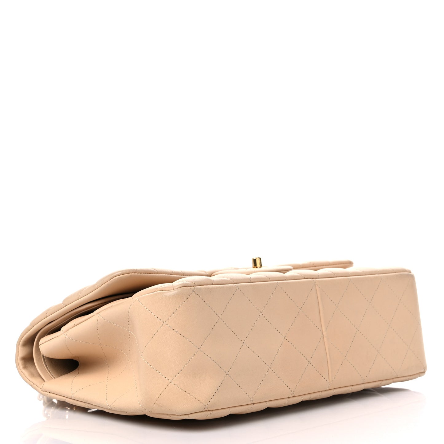 Lambskin Quilted Jumbo Double Flap Beige Clair