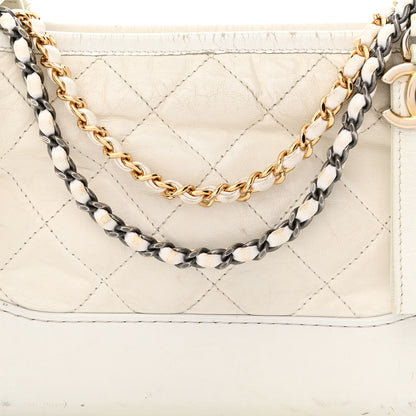 Chanel Aged Calfskin Quilted Small Gabrielle Hobo White 8 of 23