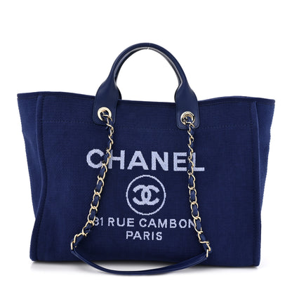 Chanel Mixed Fibers Medium Deauville Tote Blue 1 of 12