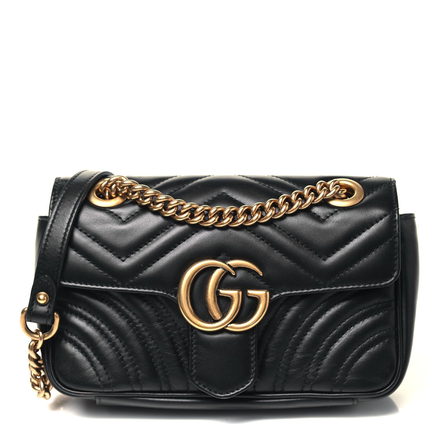 Calfskin Matelasse Mini GG Marmont Shoulder Bag Black