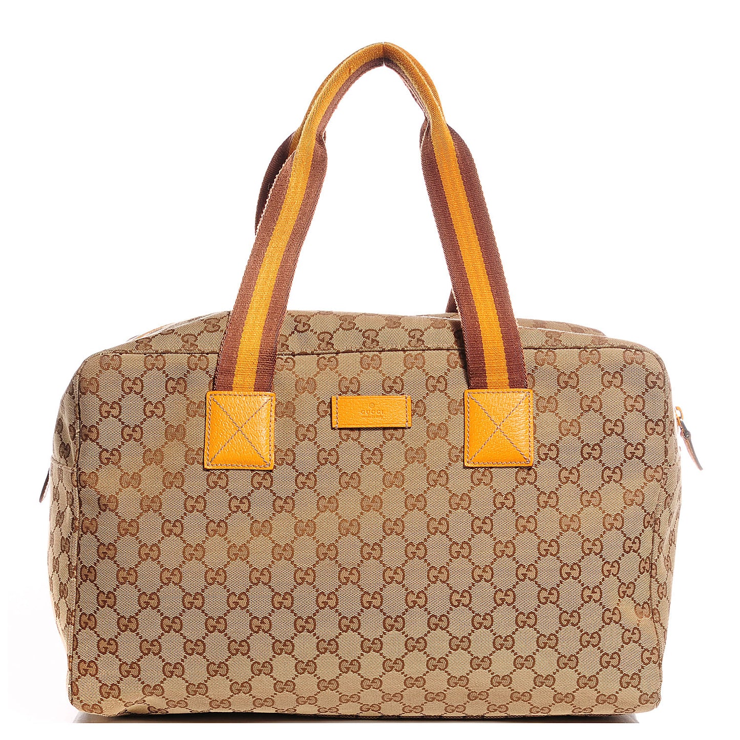 GG Monogram Web Medium Collapsable Carry On Duffle Beige Orange