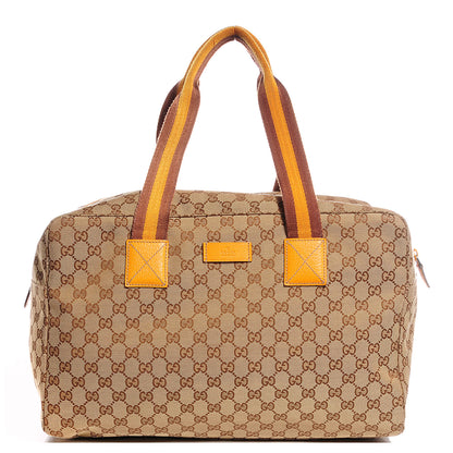 Gucci GG Monogram Web Medium Collapsable Carry On Duffle Beige Orange 1 of 7